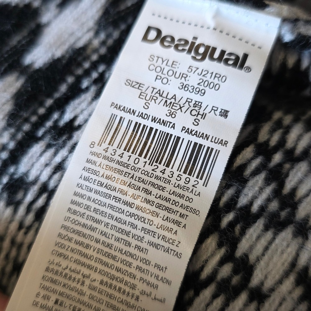 Desigual Womens Susana Mixed Pattern Zip Shawl Collar Cardigan S Heart - Picture 10 of 13